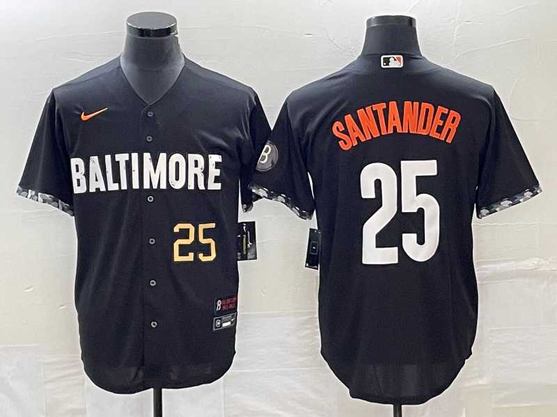 Mens Baltimore Orioles #25 Anthony Santander Number Black 2023 City Connect Cool Base Stitched Jersey->baltimore orioles->MLB Jersey